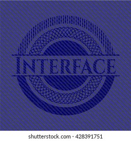 Interface emblem with denim high quality background