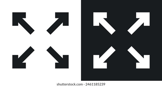 Symbolsatz für die Schnittstellenerweiterung. Symbol maximieren. Vektorgrafik der Bildschirmgröße ändern. Korrektursymbol anzeigen.