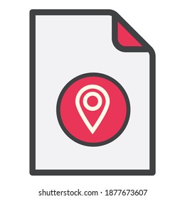 Interface File Geo Target Document Flat Icon Isolated On White Background