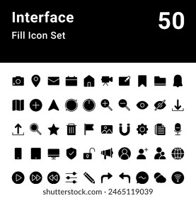 Interface Fill Icon Set Vector