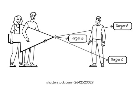 interface fittss law website vector. user experience, interaction responsive, layout accessibility interface fittss law website character. people black line pencil drawing illustration