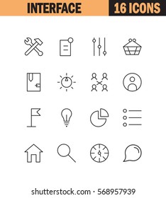 Interface flat icon set. Collection of high quality outline symbols for web design, mobile app. Interface vector thin line icons or logo.