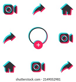 Interface flat icons set. Social networks, blogging. Vector illustration