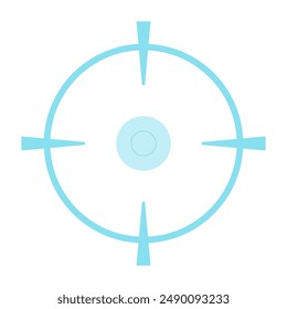interfaz caricatura de puntería futurista. pistola circular, datos virtuales, enfoque futuro interfaz signo de puntería futurista. símbolo aislado Ilustración vectorial