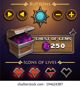 Interface game design (buttons and resource icons for games) vector illustration 
part 1