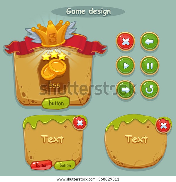 Interface Game Design Buttons Set Resource Stock Vector (Royalty Free ...