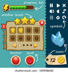Interface game design (resource bar and resource icons for games) vector illustration