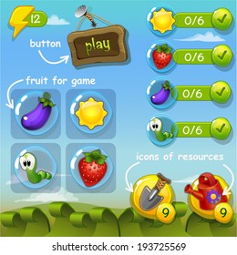 Interface game design (resource bar and resource icon for game) vector illustration  (part 1)