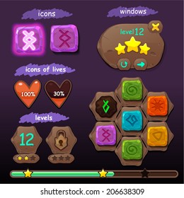 Interface Game Design Buttons Resource Icons 스톡 벡터(로열티 프리) 194624387 ...