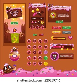 Interface game design (resource bar and resource icons for games) theme candy 