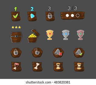 Interface game design set of buttons or good icons.