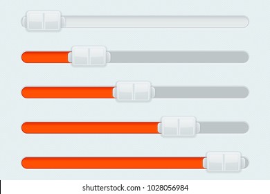 Interface gray and orange slider buttons. Vector 3d illustration