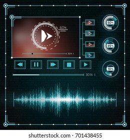 Interface HUD design set. UI futuristic infographic elements. Vector illustration. Virtual graphic touch user interface. Technology background. Social media icons collection.  Display elements for web