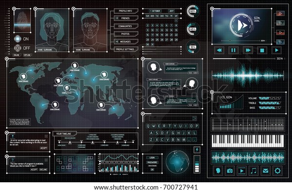 Interface Hud Design Set Ui Futuristische Infografik Elemente Vektorgrafik Virtual Graphic Touch Benutzeroberflache Technischer Hintergrund Kollektion