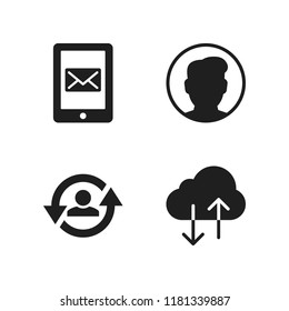 interface icon. 4 interface vector icons set. user, message and cloud computing icons for web and design about interface theme