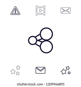 Interface icon. collection of 7 interface outline icons such as mail, share, warning, star. editable interface icons for web and mobile.