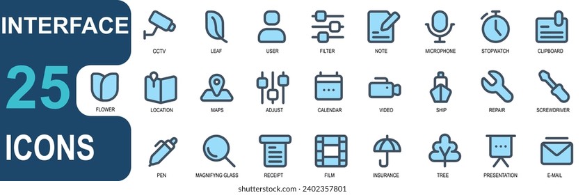 interface icon collection, filled line.vector graphics collection