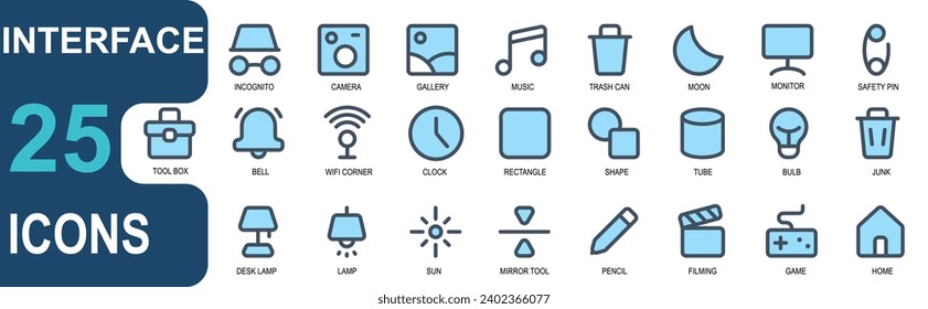 interface icon collection, filled line.vector graphics collection.good for ui 