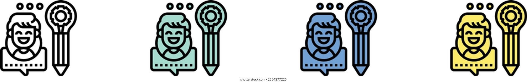 interface icon. Outline, Green, Blue and Yellow Style Design Isolated On White Background