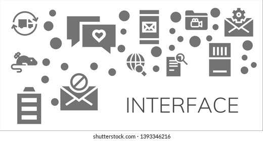 interface icon set. 11 filled interface icons.  Collection Of - Delivery truck, Chat, Mouse, Search, Full battery, Email, Mail, Folder, Memory card