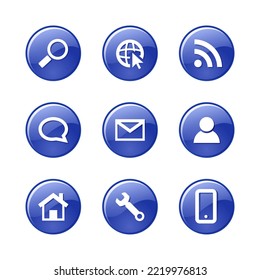 Interface Icon Set Glossy Style isolated, easy to change color and size