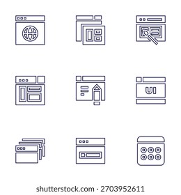 Interface icon set. Line style. Editable stroke. web, layout, web design, interface, browser, download.