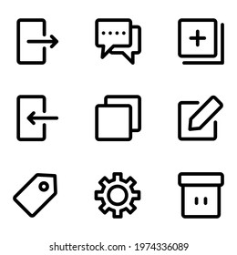 interface icon set with outline style for poster, template, and social media
