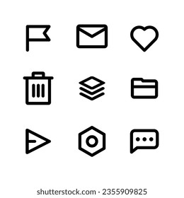 Interface icon set. Outline vectors for web and mobile.