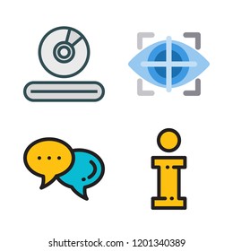 interface icon set. vector set about info, video player, cloud computing icon and eye tracking icons set.