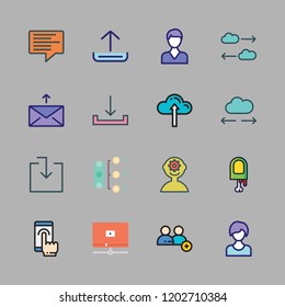 interface icon set. vector set about finger, download, upload and diagram icons set.