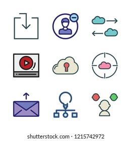 interface icon set. vector set about workflow, message, user and download icons set.