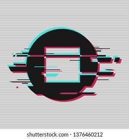 Interface icon "stop". Player interface icon..  Random digital error signal. Glitch with the image of a Interface icon "stop".  Vector illustration