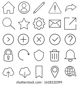 Interface icon vector set. Web illustration sign collection. linear style, isolated vectors.