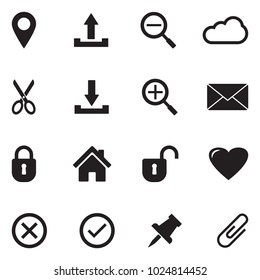 Interface Icons. Black Flat Design. Vector Illustration. 