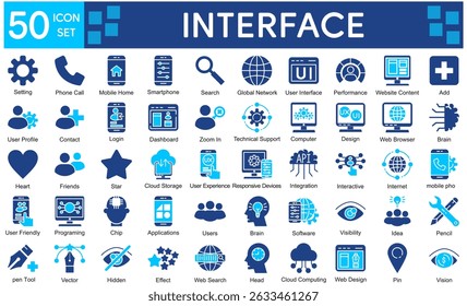 Interface Icons Collection related to User Interface, Ui, Ux, User Experience, Design, Web Design, Mobile App, App Design, Website, Software.