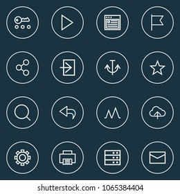 Interface icons line style set with action, social, options and other favorite elements. Isolated vector illustration interface icons.