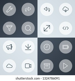 Interface icons line style set with return, base, cloud and other repair elements. Isolated vector illustration interface icons.