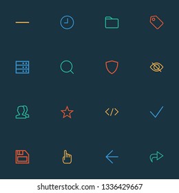 Interface icons line style set with cursor, backward, shield and other protect elements. Isolated vector illustration interface icons.