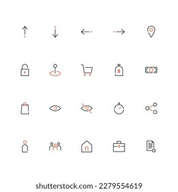 Interface icons. Interface outline icon set. Vector illustration