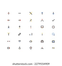 Iconos de interfaz. Conjunto de iconos de esquema de interfaz. Ilustración del vector