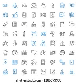interface icons set. Collection of interface with email, upload, audiobook, folder, box, chat, app, portfolio, notebook, buttons, cards. Editable and scalable interface icons.