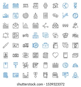 interface icons set. Collection of interface with email, message, calendar, notebook, download, bar chart, images, schedule, maps, clock. Editable and scalable interface icons.