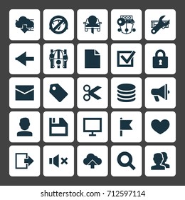 Interface Icons Set. Collection Of Letter, Equalizer, Backward And Other Elements. Also Includes Symbols Such As Letter, Monitor, Soul.
