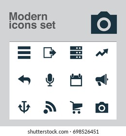 Interface Icons Set. Collection Of Photo, Shopping, Schedule And Other Elements. Also Includes Symbols Such As Schedule, Calendar, Out.