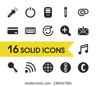 Interface icons set with delete document, new message and wifi elements. Set of interface icons and enlarge concept. Editable vector elements for logo app UI design.