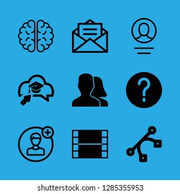 interface icons set with design button of curved and straight lines, info and brain vector set