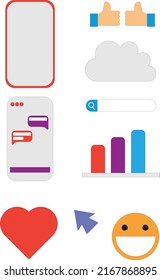 Interface-Symbole Set, Emotica, Herz, Suche, Cloud