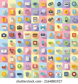 Interface icons set flat vector. Comment browser. Web api