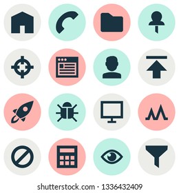 Interface icons set with house, activity, target and other action elements. Isolated vector illustration interface icons.