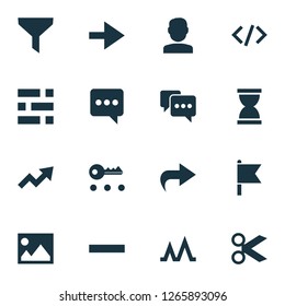 Interface icons set with image, trend, goal and other strainer elements. Isolated vector illustration interface icons.